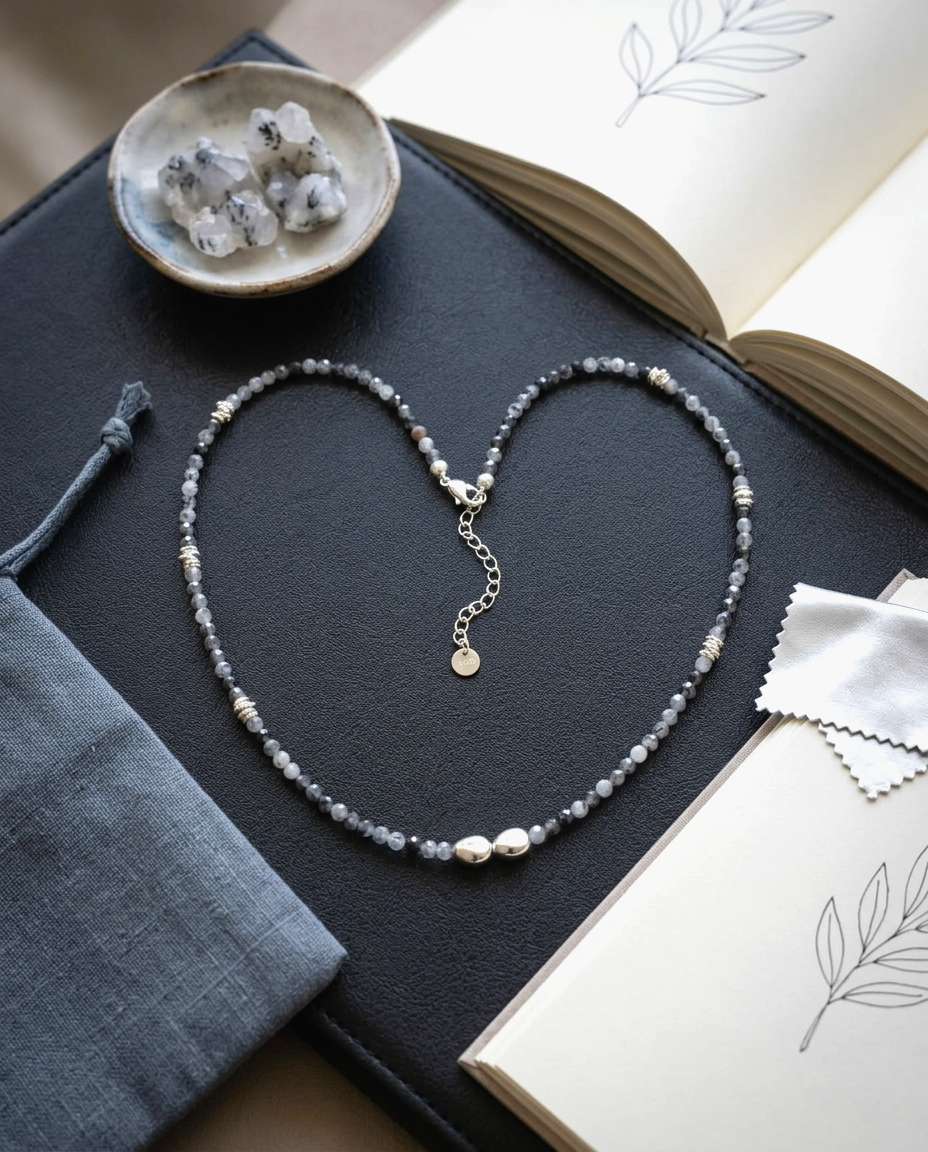 S925 -*MN0011* Black Rutilated Quartz Necklace