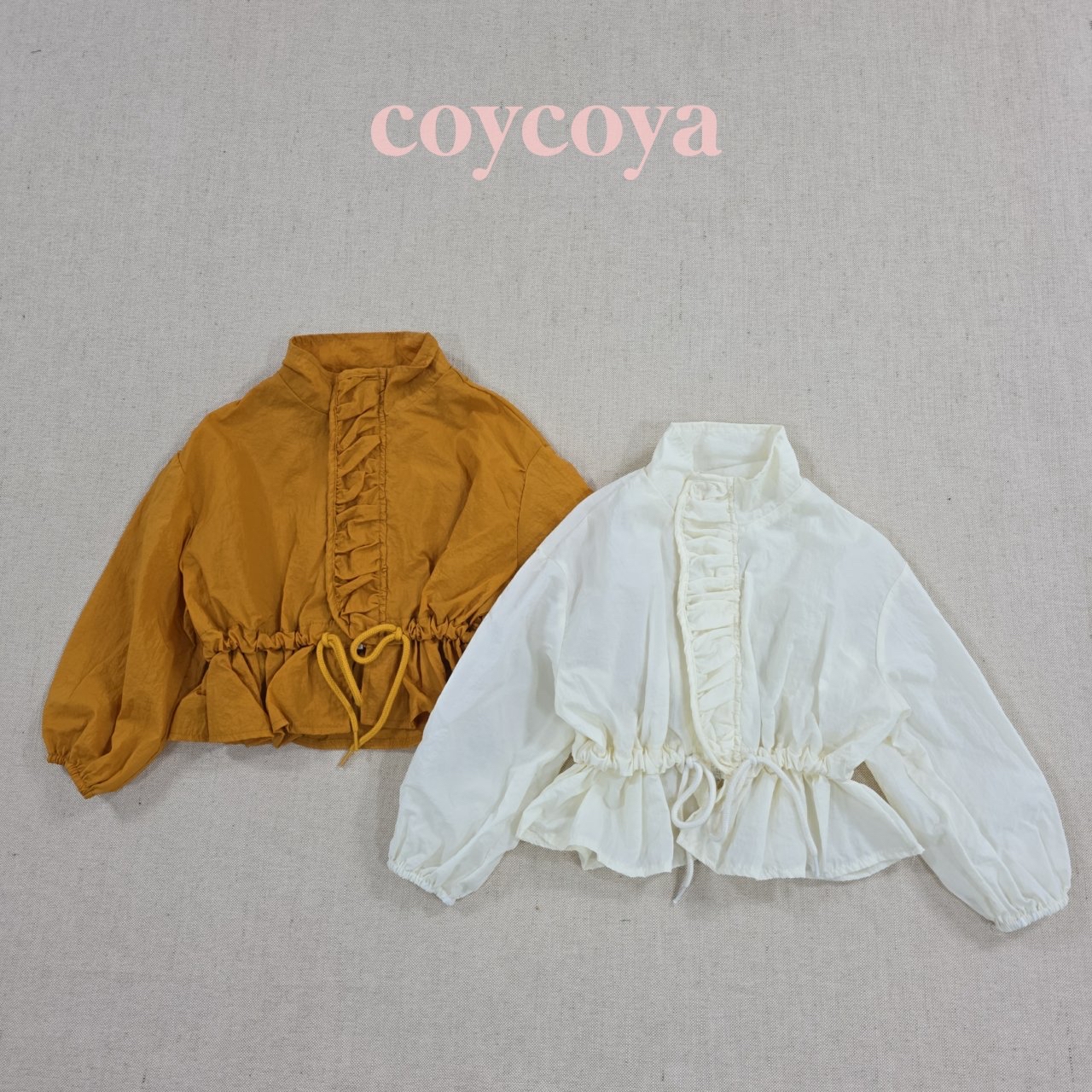 🌸預訂 韓國直送🌸🇰🇷COYCOYA兩色褶皺荷葉邊拉鍊防風外套連收納袋