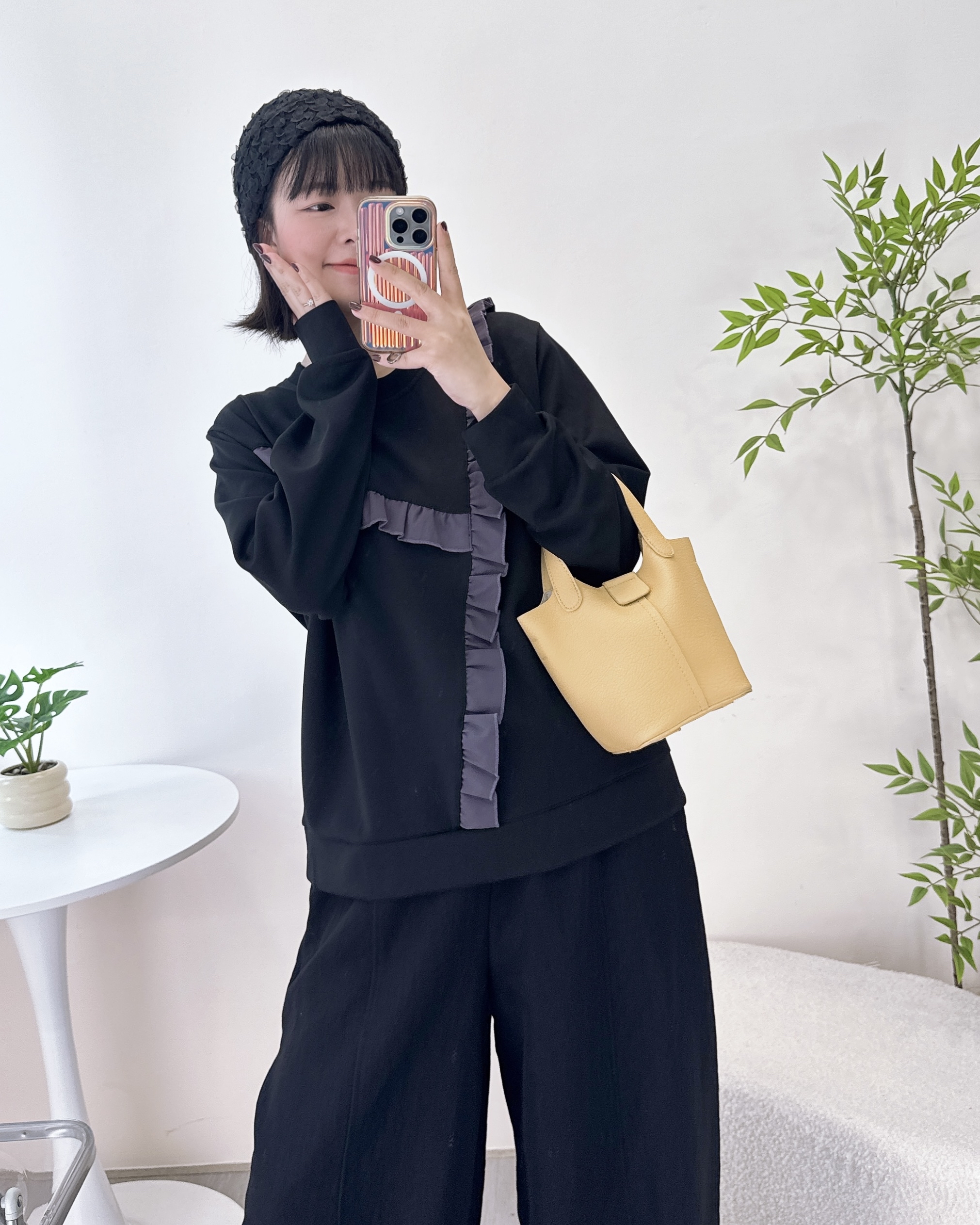 撞色車荷葉邊衛衣 3色