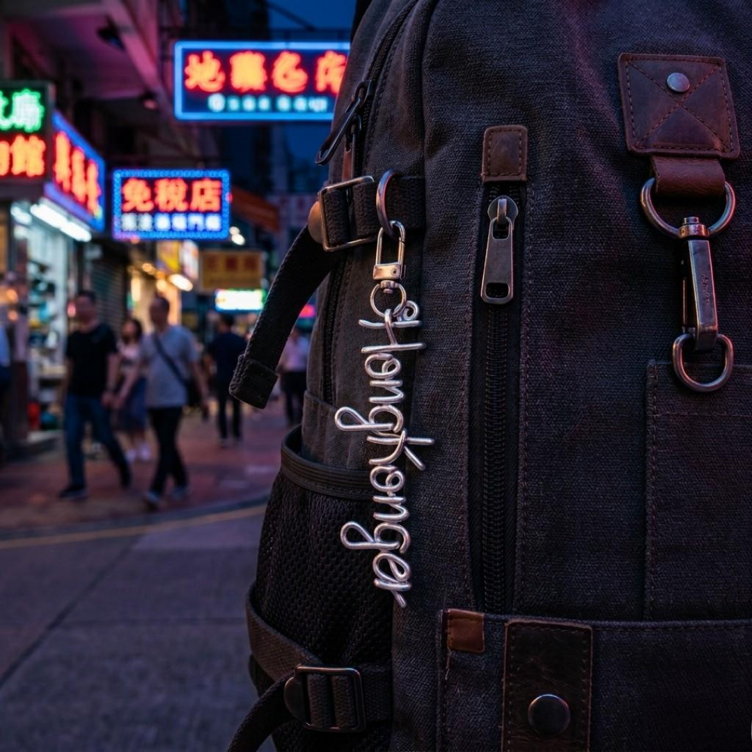 「HongKonger」手作感銀色鑰匙圈掛件