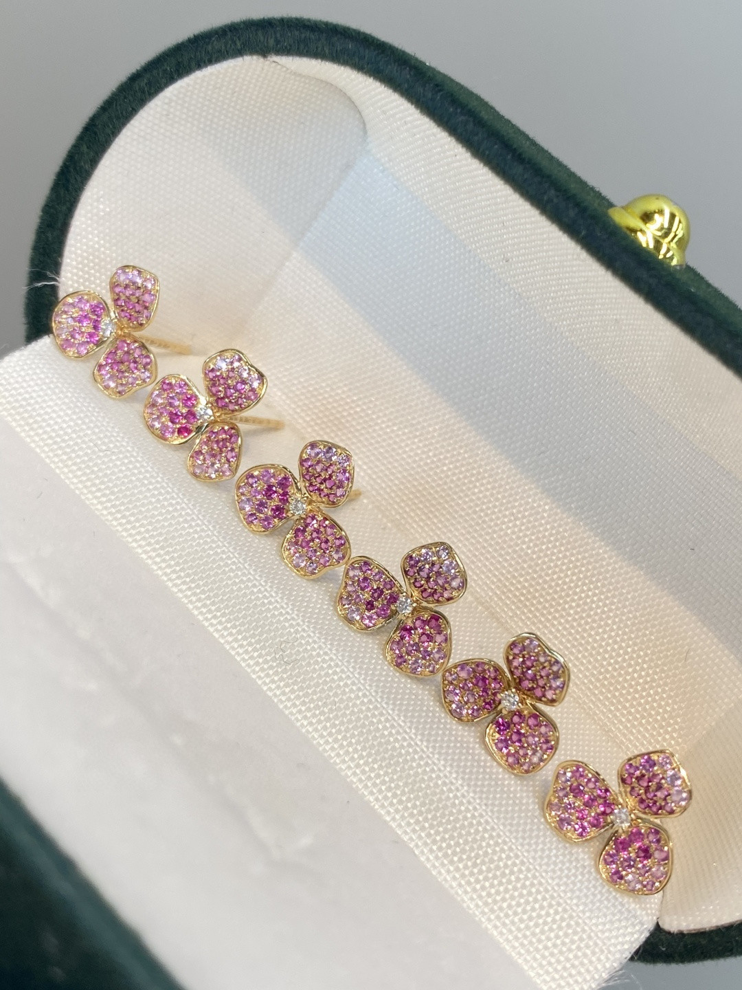 18K Pink Sapphire Diamond Earrings 