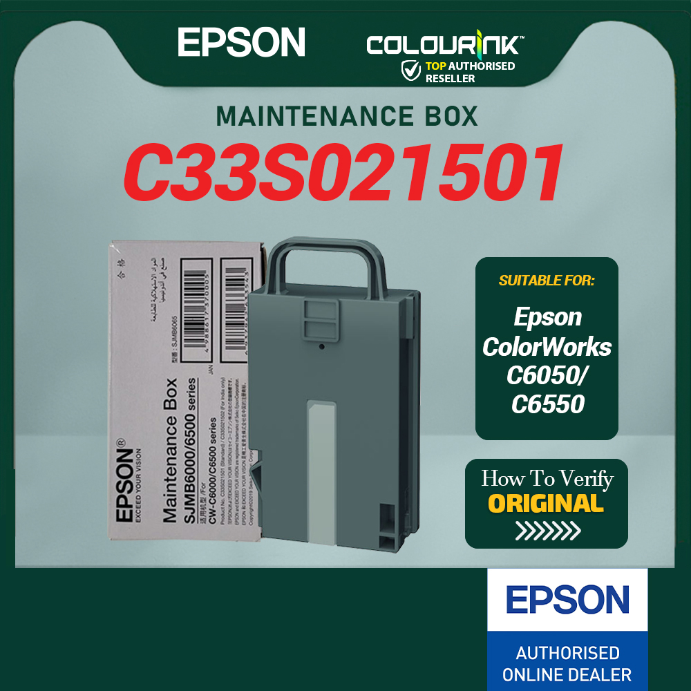 EPSON SJIC40P Pigment Ink Cartridge | BK CY MG YL | Maintenance Box For ColorWorks C6550