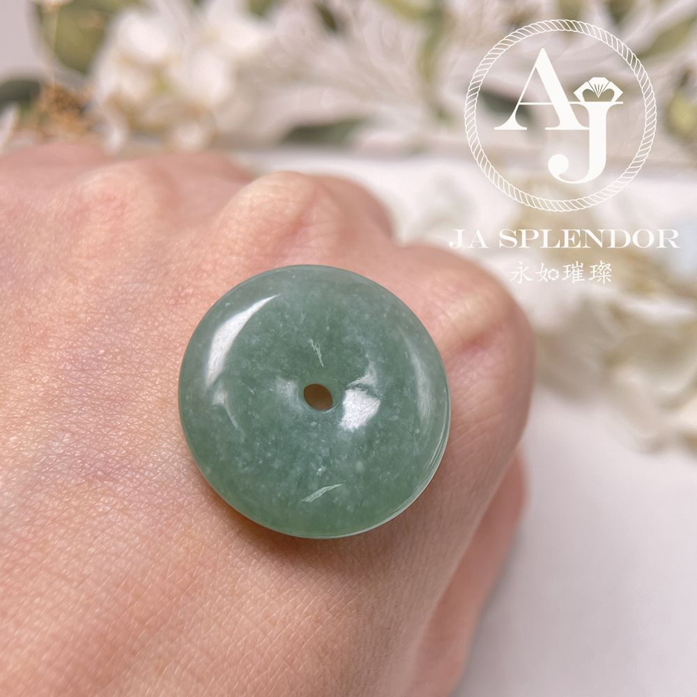 JN-178 天然翡翠A玉 冰種滿綠平安扣