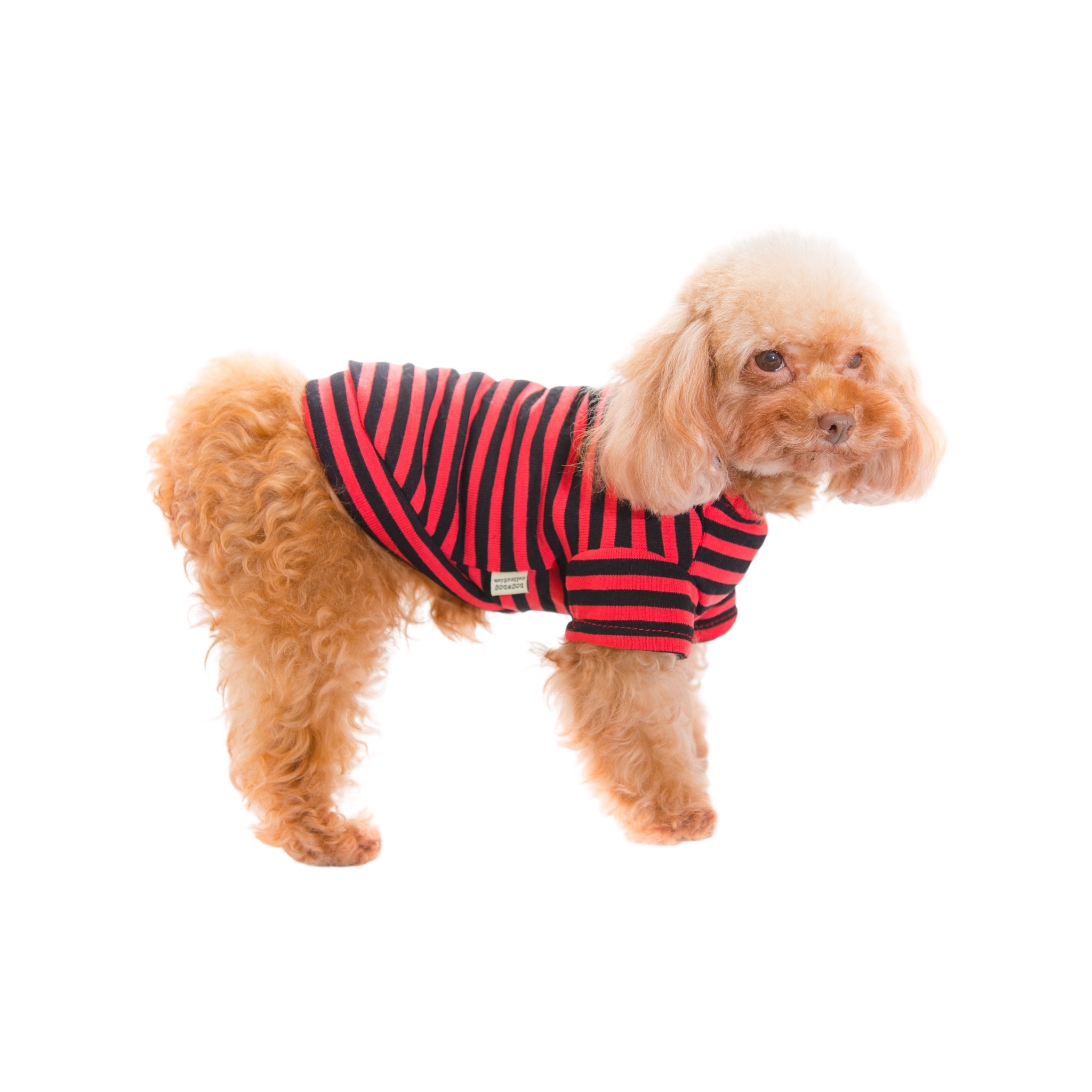 S585R 條子有袖TEE紅色Red