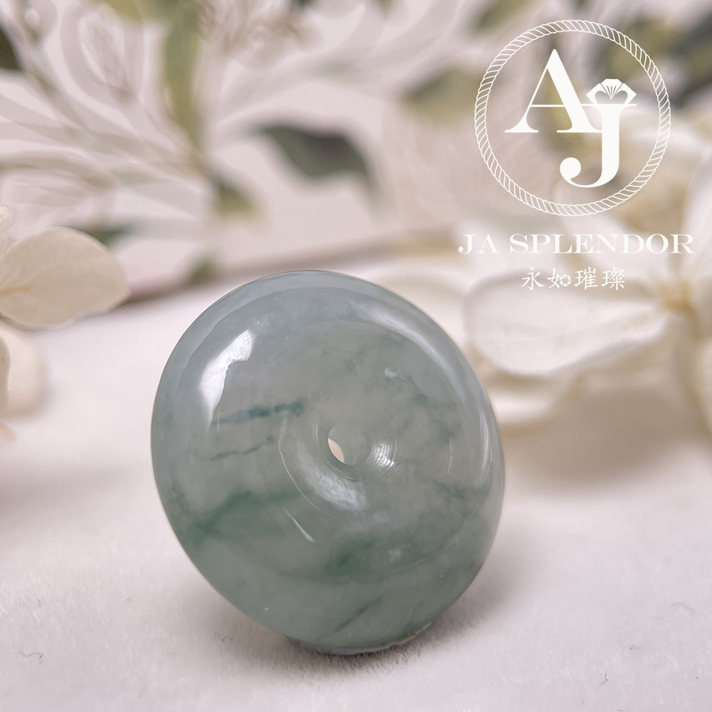 JN-177 天然翡翠A玉 冰種飄綠平安扣