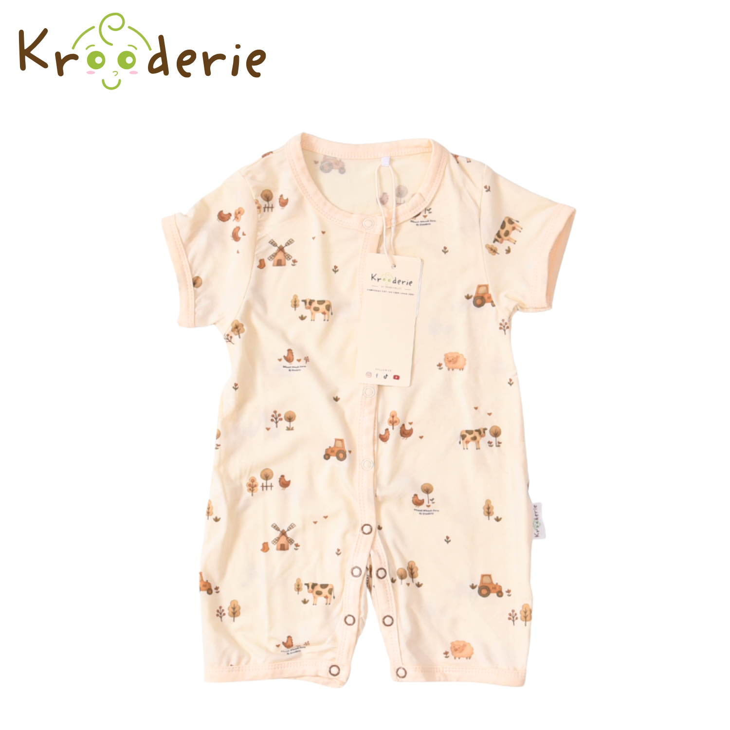 Krooderie TENCEL Short Sleeve Short Pant Button Romper