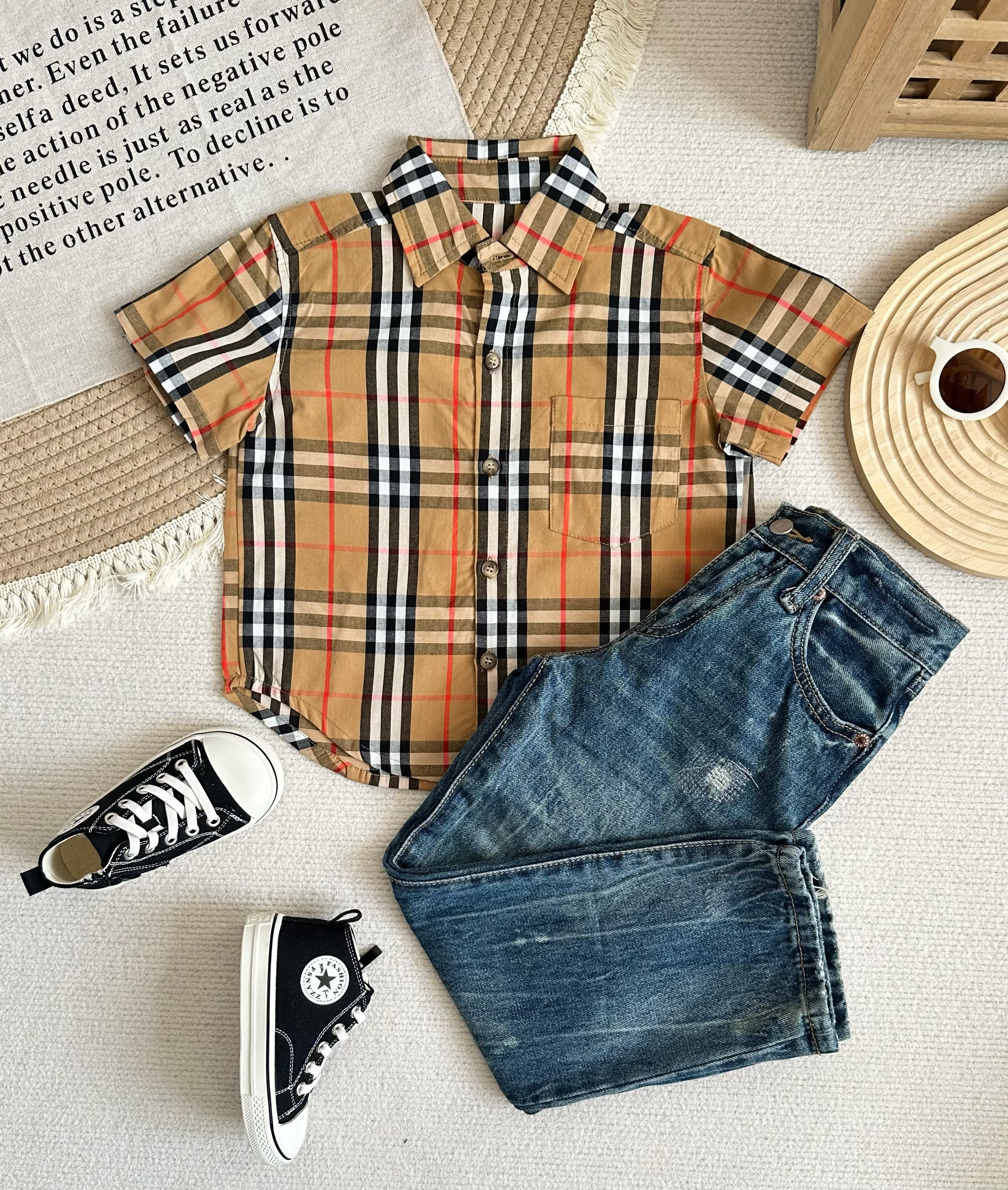 0598 親子款❤️超高質格仔襯衫