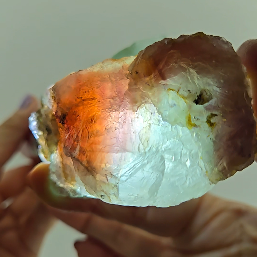 Red phantom fluorite with columnar UV calcite - FL232