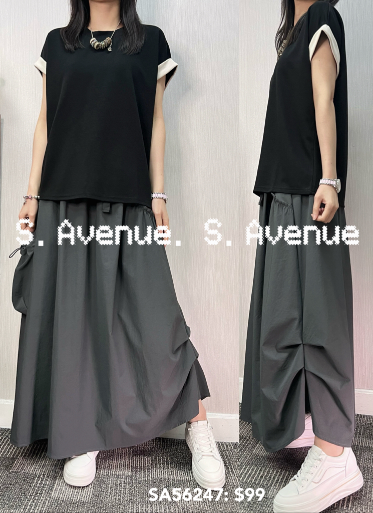 SA56247: 撞色袖淨色tee