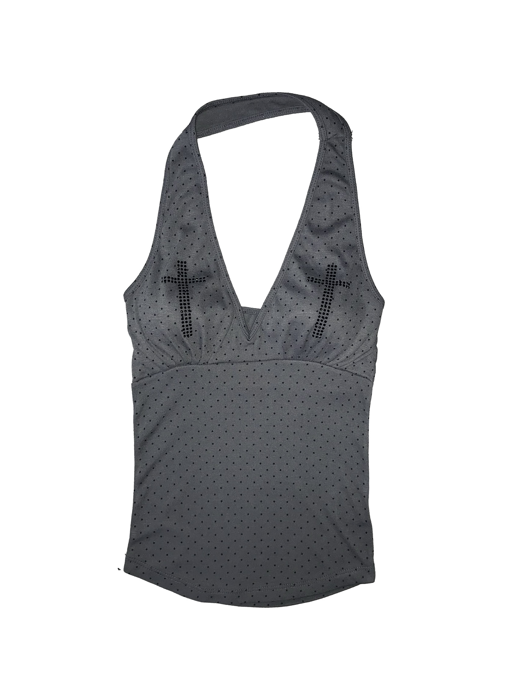 Rhinestone Cross Polka Dot Halter Top