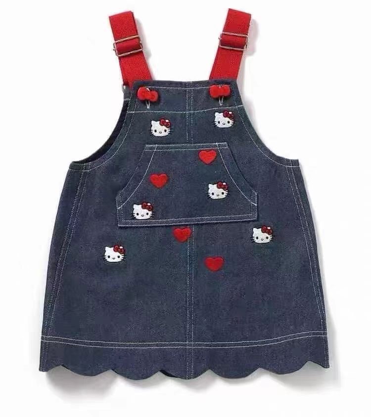 日本Hello Kitty秋冬新款牛仔連身裙