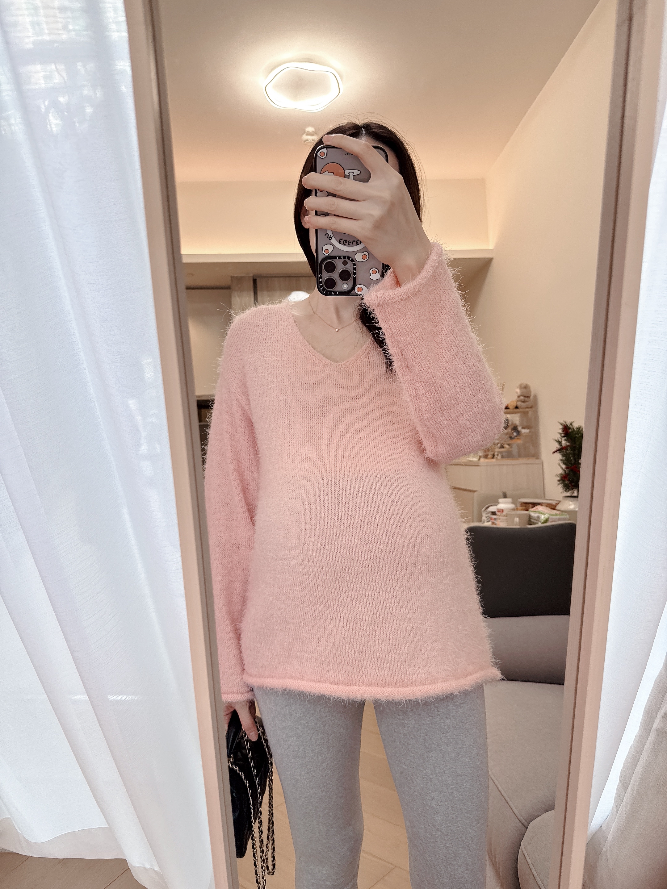 Soft Peach V-Neck Knit Top