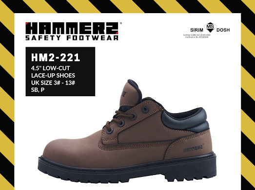 HAMMER 2 SAFETY FOOTWEAR HM2-221 4.5'' Low Cut Lace-Up Shoes SIRIM and DOSH Approved Kasut Keselamatan
