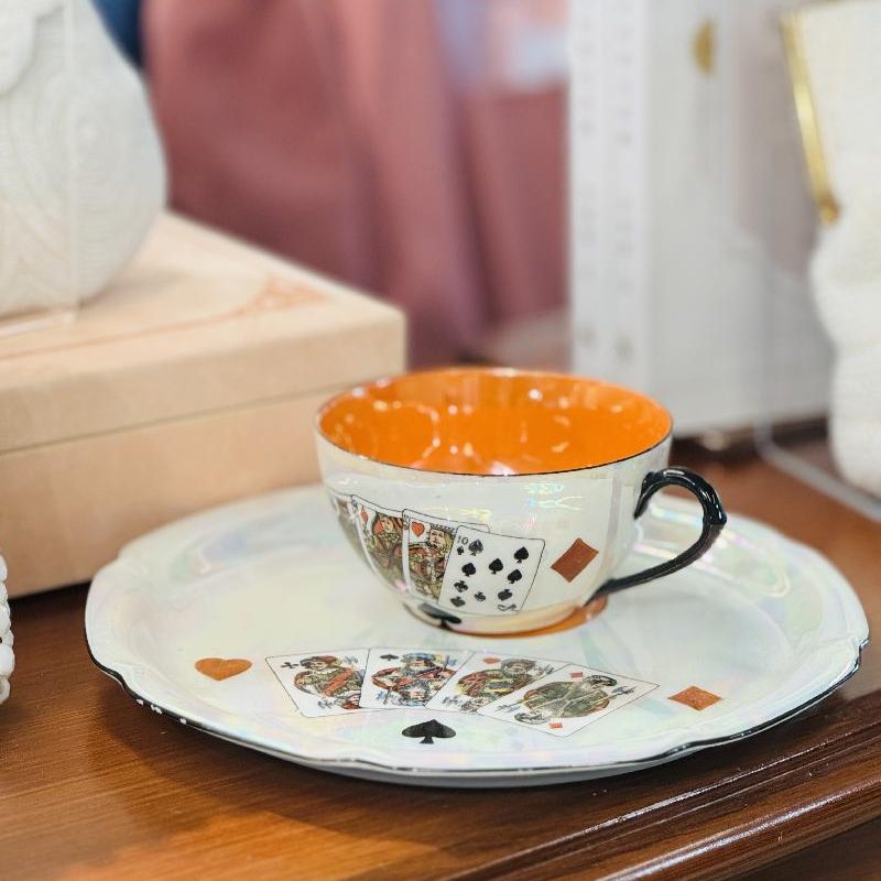 Vintage Made in Germany Pearlized Poker Pattern Tea Set (MT412)