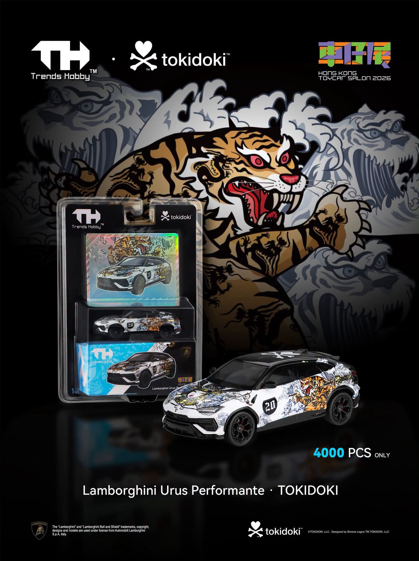 Trends Hobby x Tokidoki Limited Edition Dragon Lamborghini Temerario & Tiger Lamborghini Urus set Hong Kong Toycar Salon 2026