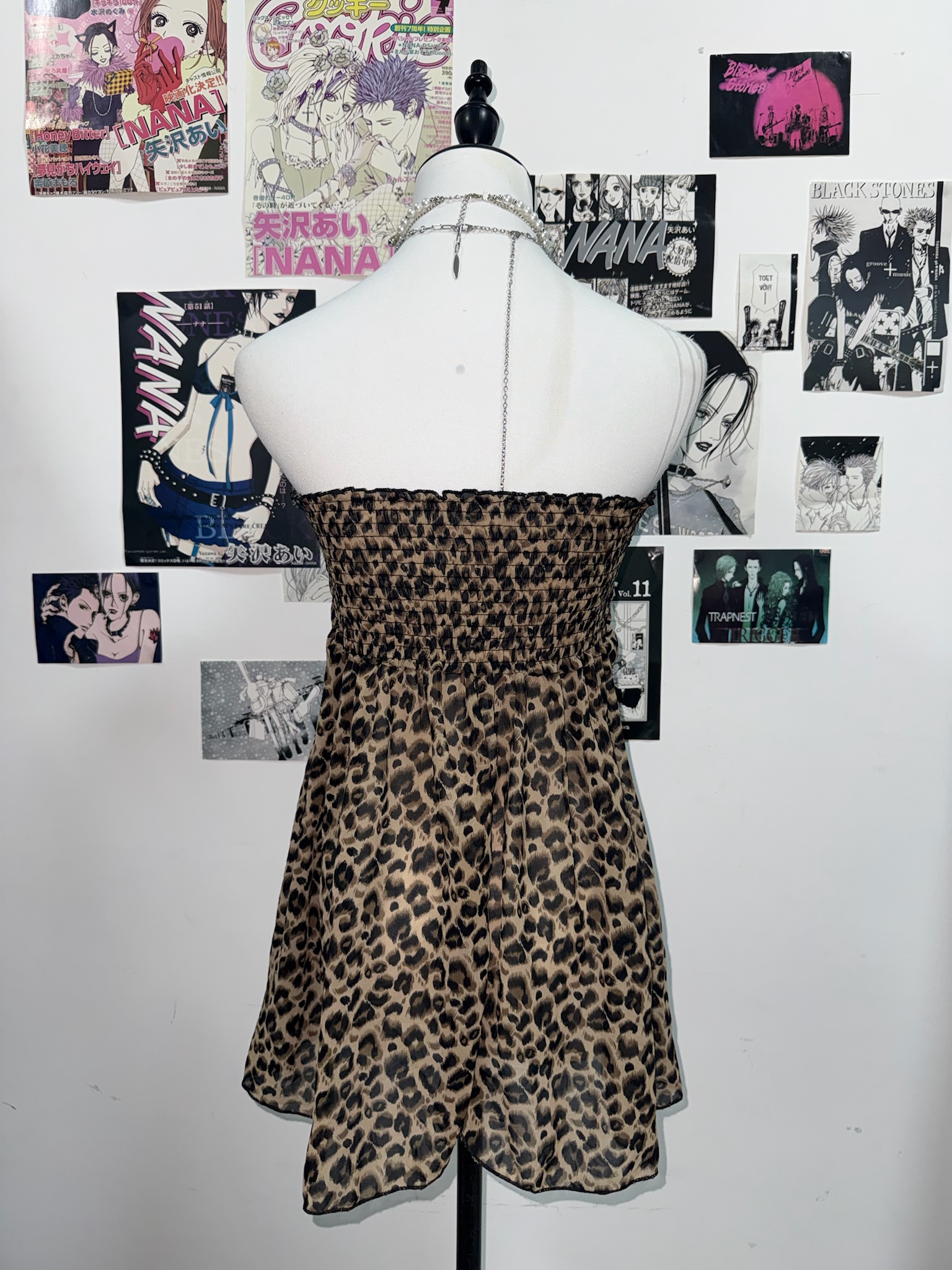 Leopard Print Strapless Tube Top with Front Tie