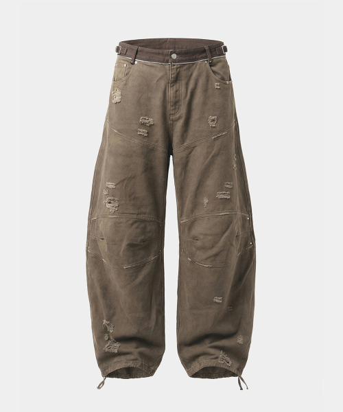 Star Studded Convex Pants - Dusty Brown - 스타 스터디드 컨벡스 팬츠 - 더스티브라운