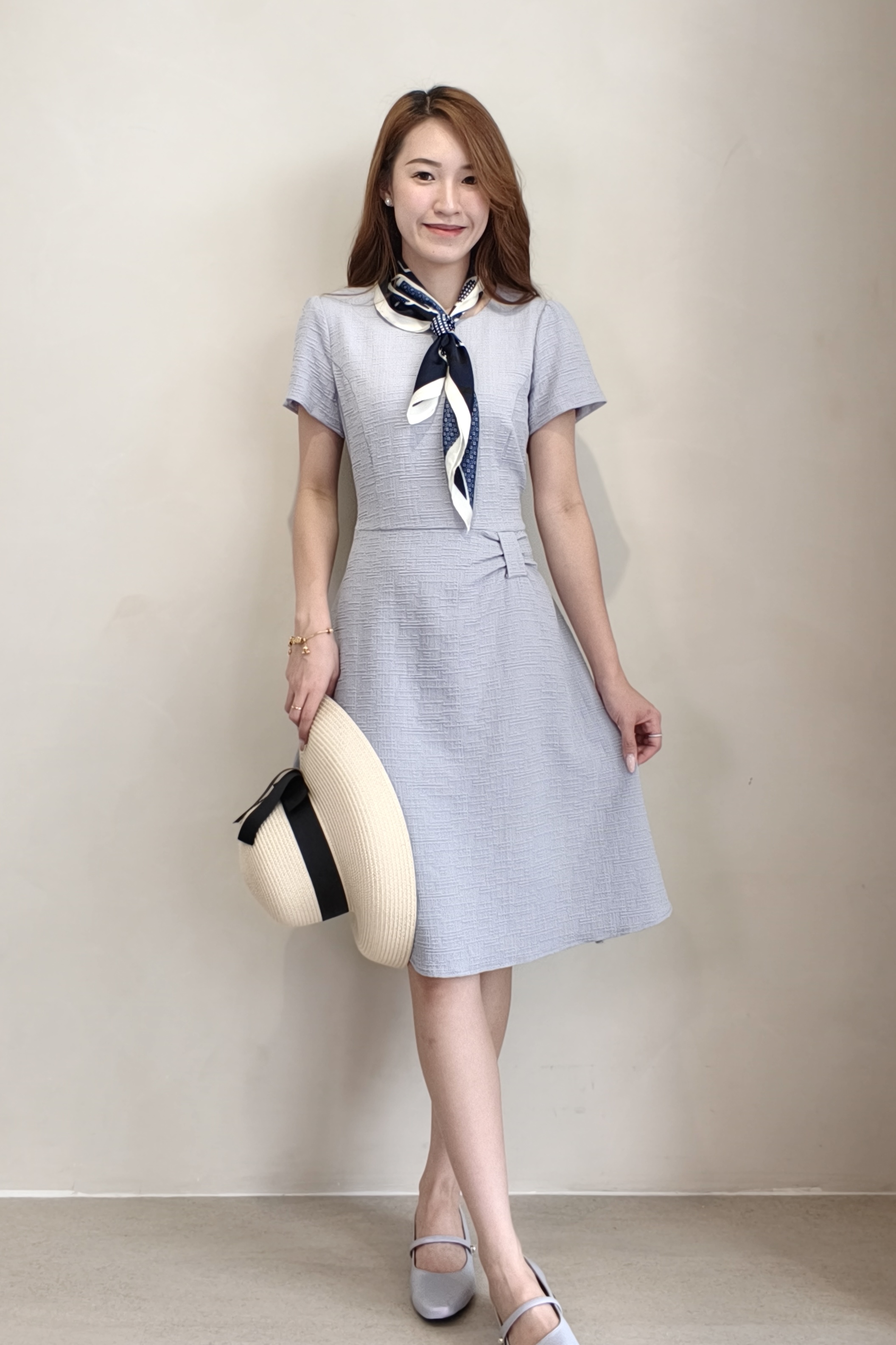52176 Textured A-Line Midi Dress