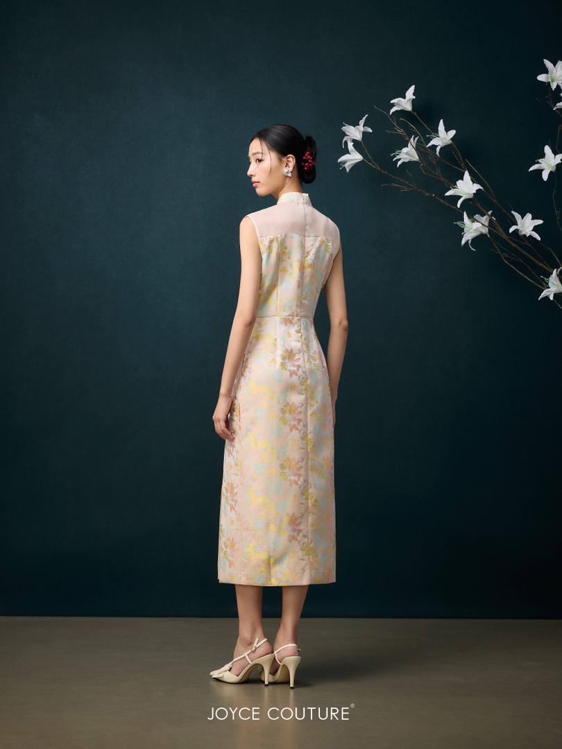 绿色玻璃钮扣旗袍 D0360