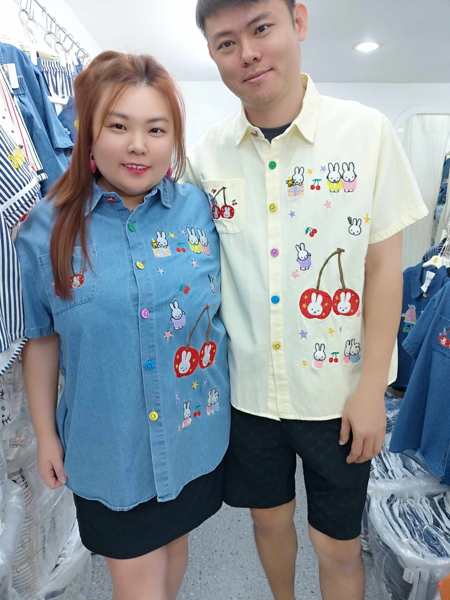 ENE14 FIFFY 兔子刺绣牛仔上衣