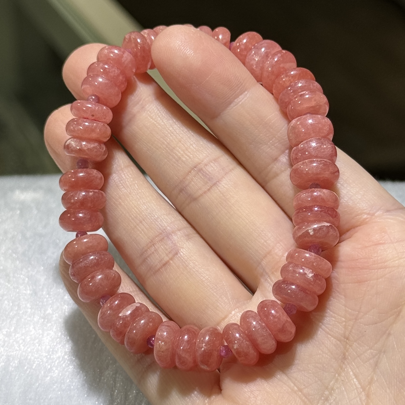 紅紋石盤珠手串 9 mm +/- (#01)