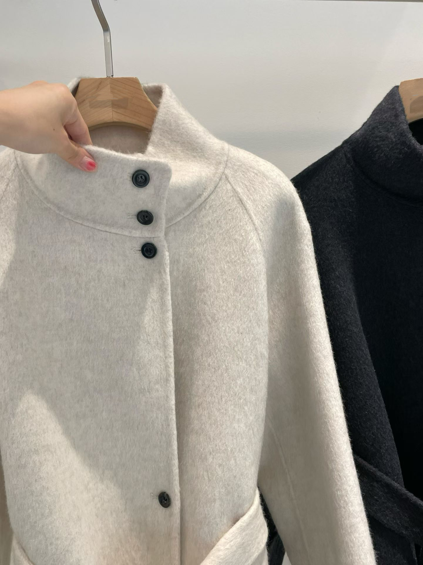 Premium wool cropped coat