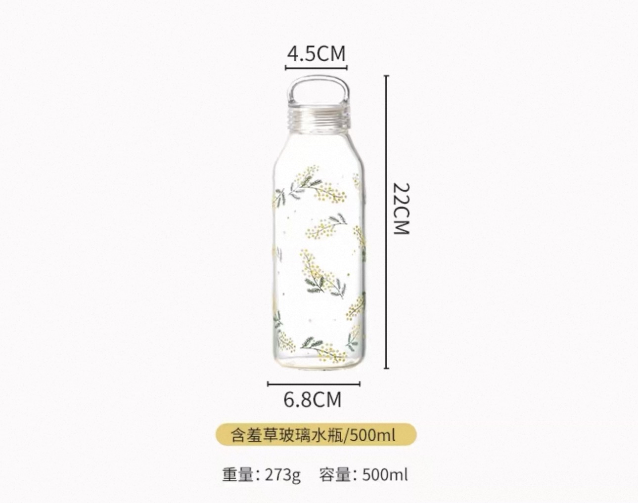 Levende 含羞草高硼硅耐熱手提玻璃瓶