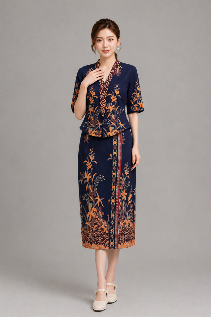 13001 Orient Bloom Printed Maxi Skirt