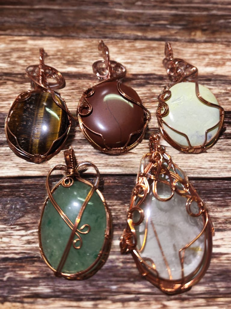 印度手作水晶銅線吊墜