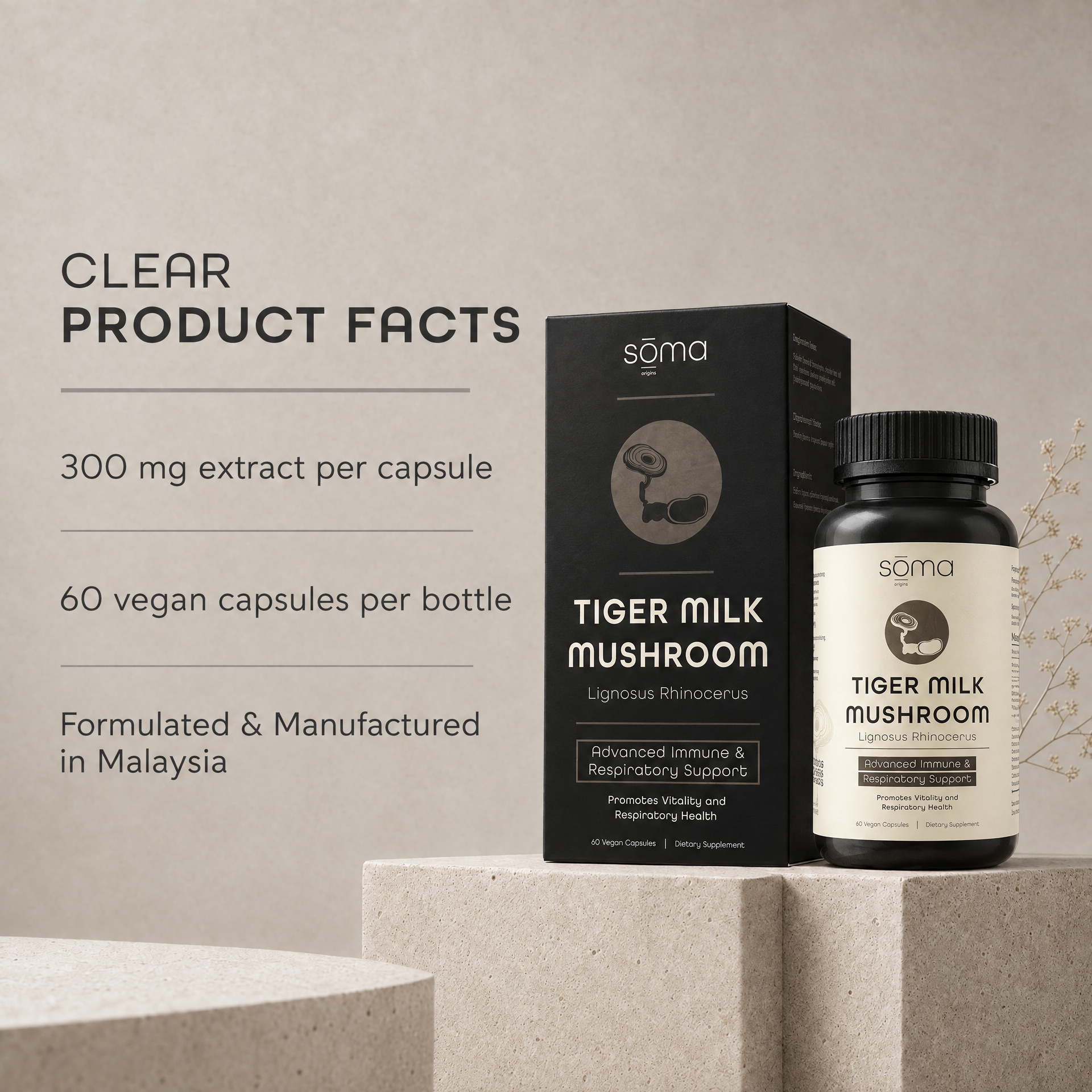 Soma Origins - Tiger Milk Mushroom Extract 虎乳芝 60粒膠囊 (Lignosus Rhinocerus) 