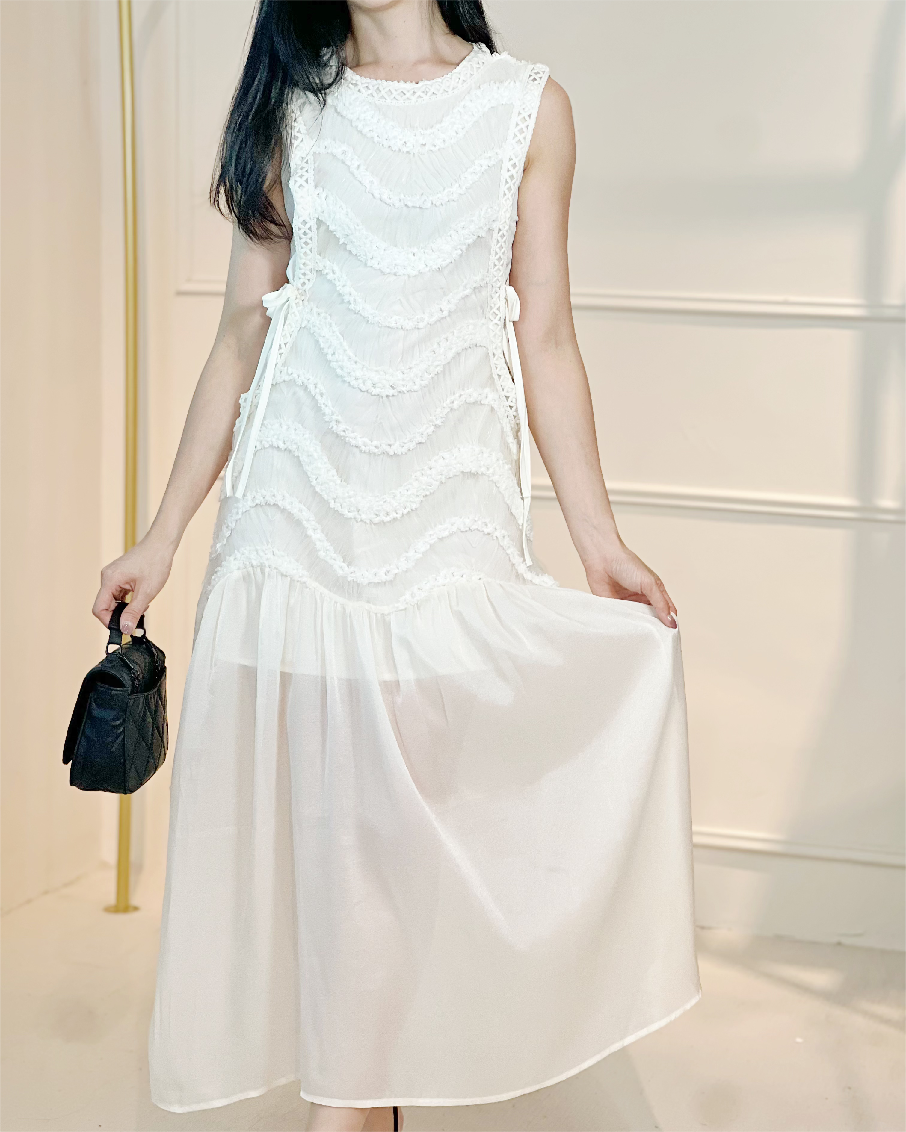 5078 Eleanor Sheer Embroidered Midi Dress