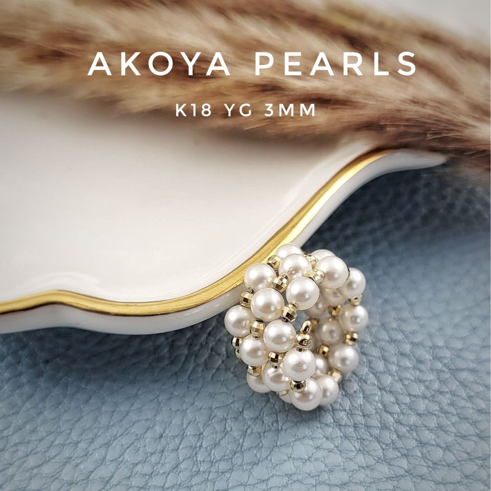 K18YG-Akoya-[3.5-4.0mm]-日本珍珠戒指| T-world Pearl