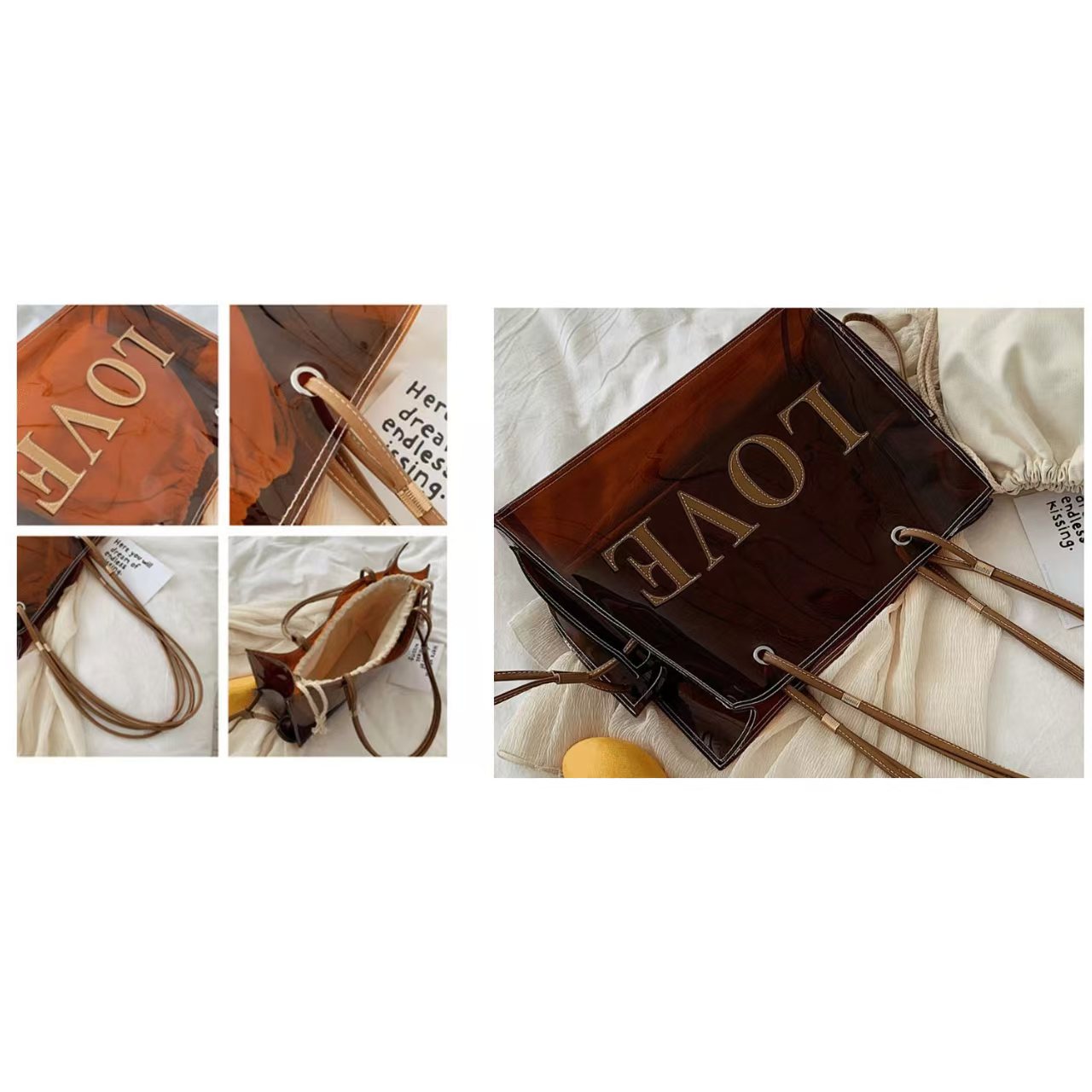 日本直送｜透明 LOVE 手提袋｜夏日潮流必備｜PVC clear tote bag