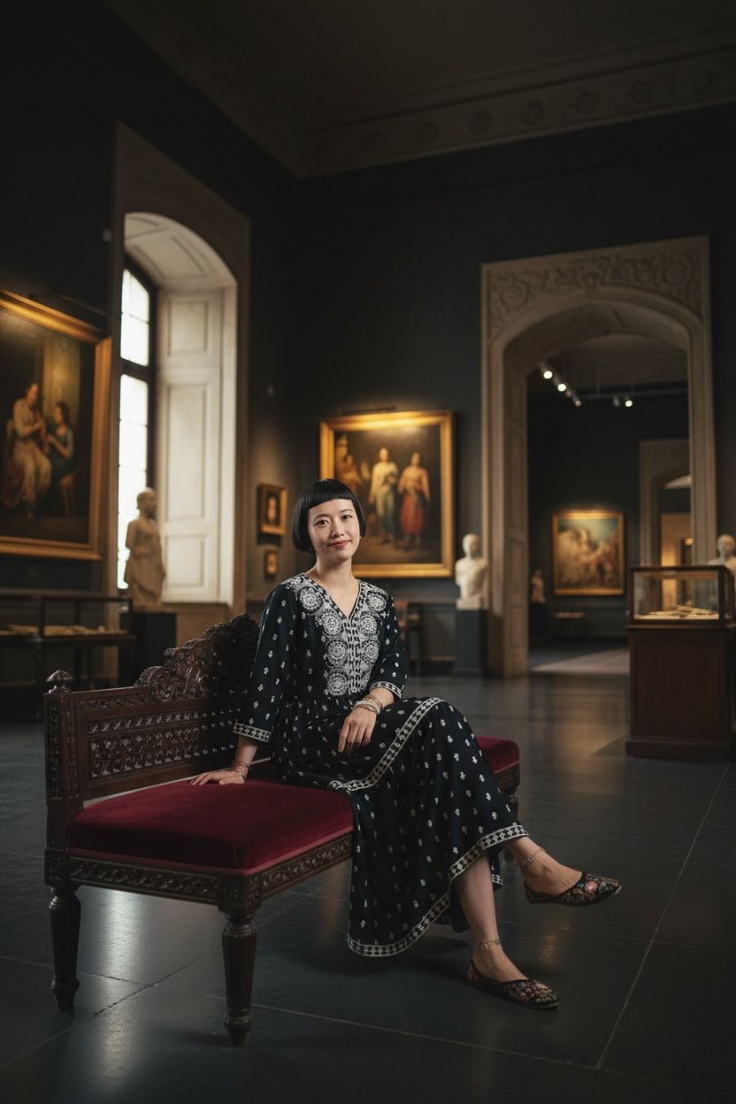 1618 Black Emb. Eyes V-Neck 2-Layer OP 47.5"