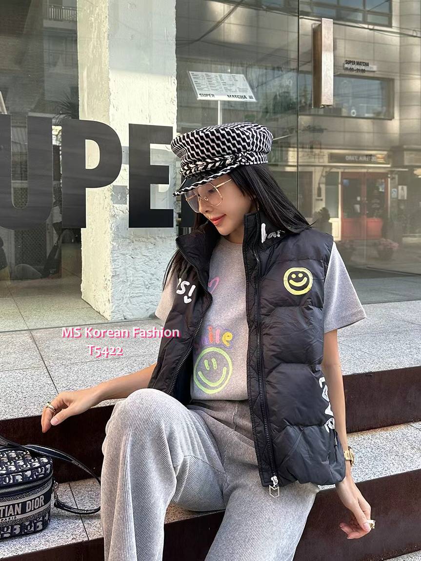 T5422 韓國🇰🇷彩繪哈哈笑字母羽絨背心