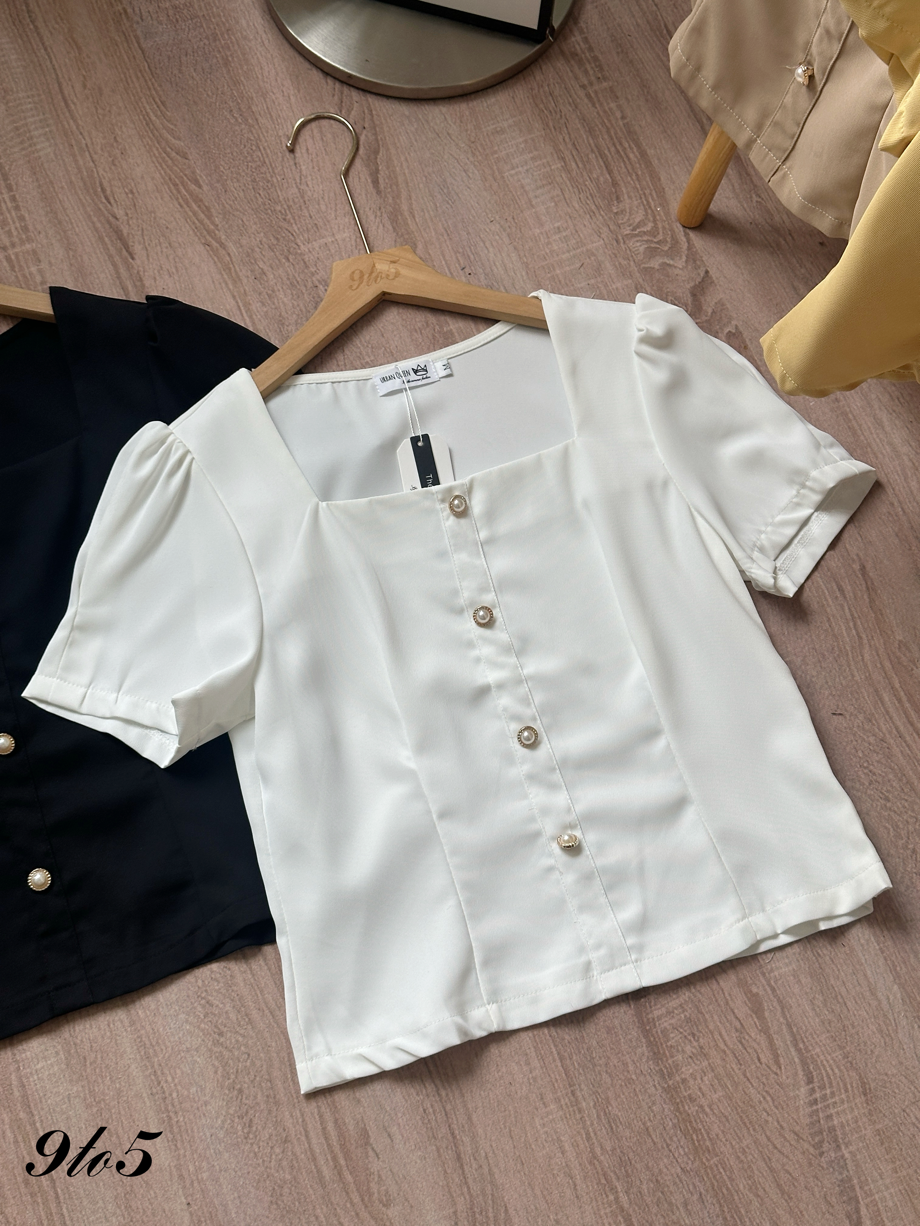 T4361 Puff Sleeve Square Neck Top - 4 Colors 
