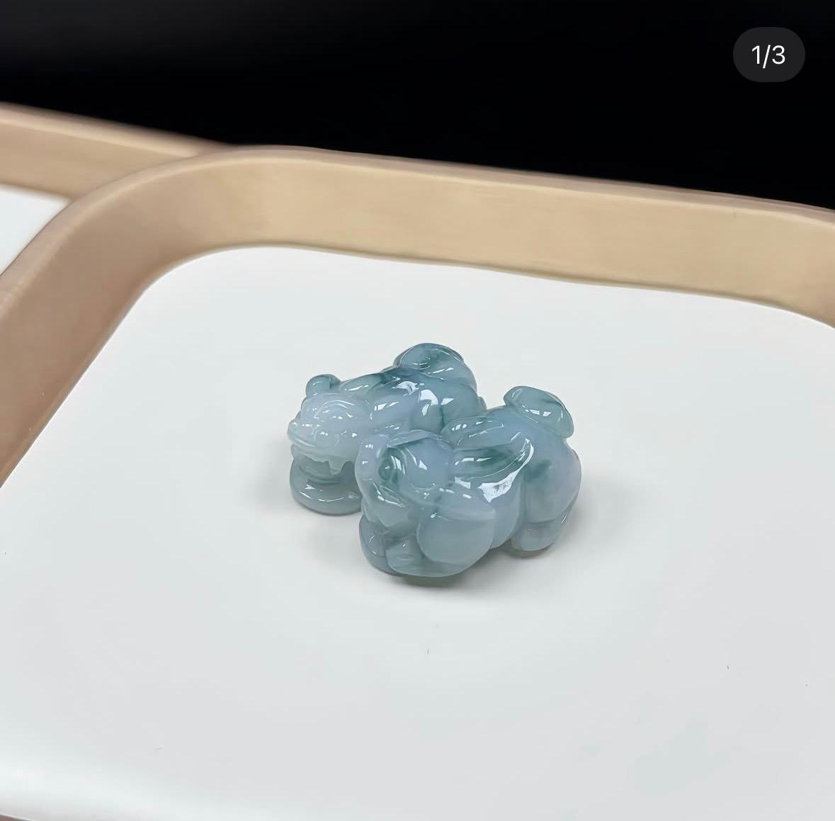 飄花翡翠貔貅一對