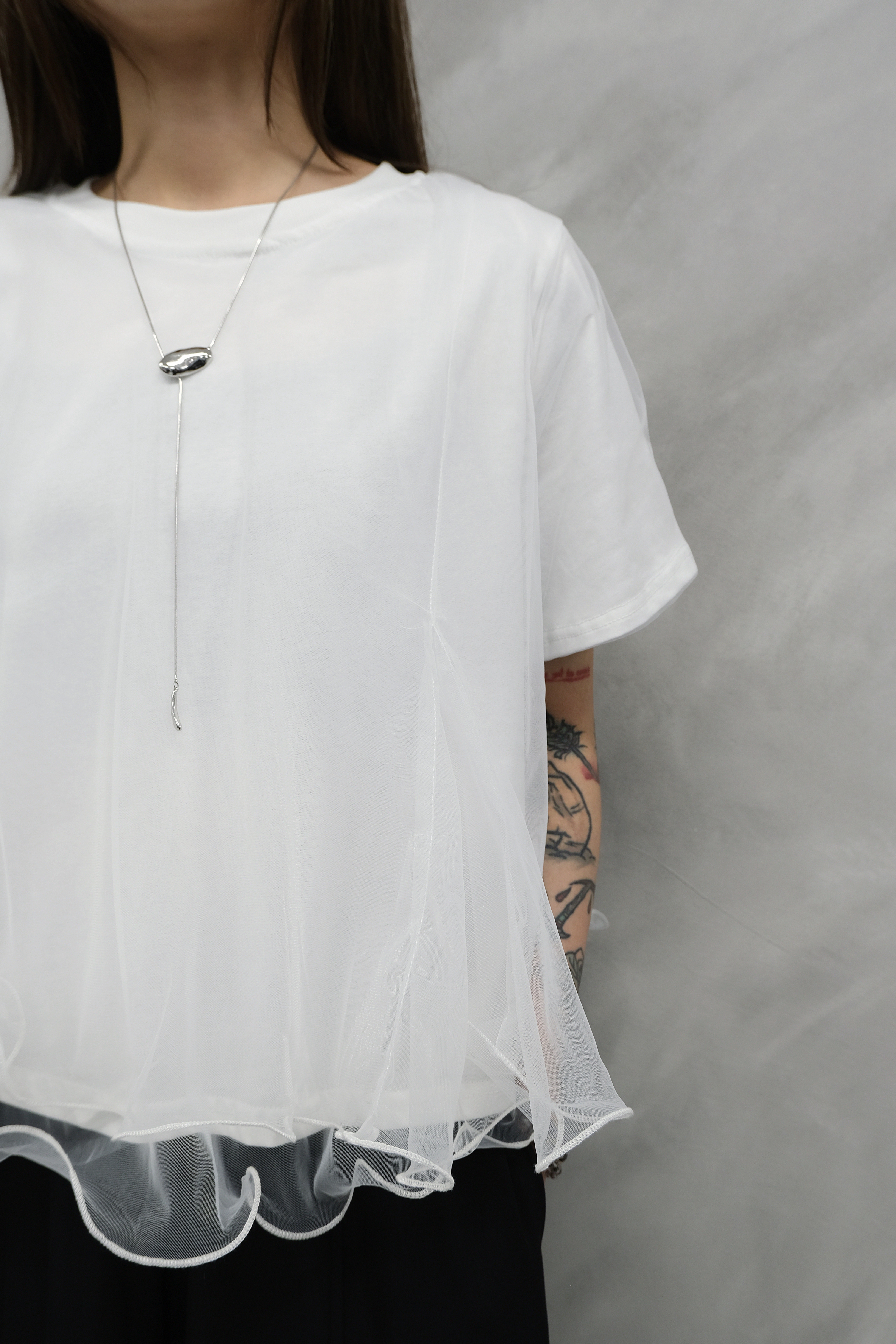 Organza layered ruffle top #top147
