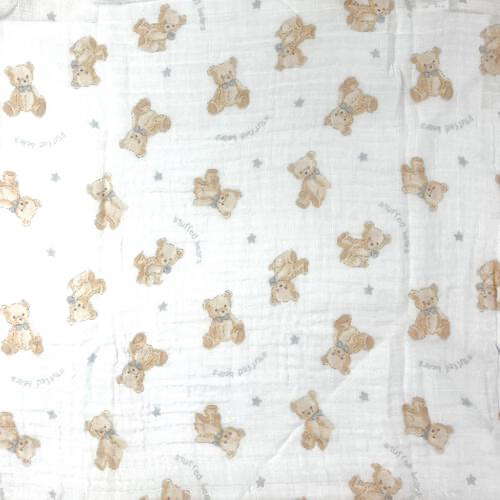 🇯🇵預訂 日本直送🇯🇵小熊圖案滿印竹纖維棉紗包巾襁褓