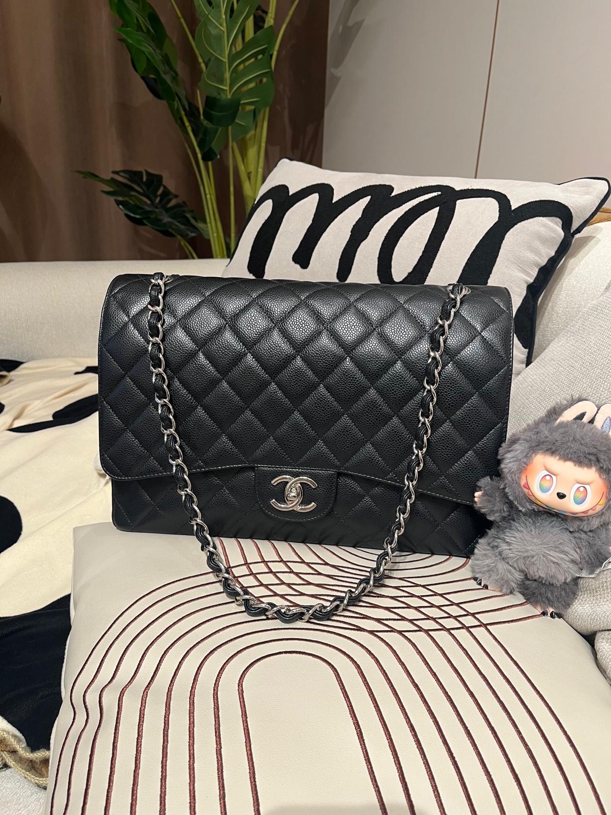 Chanel maxi jumbo A58601 黑色荔枝牛皮 100%Authentic ,98%new 閑置品 ✅card✅購買證書✅dust bag✅box ✨專門店售價$ 93900✨ 