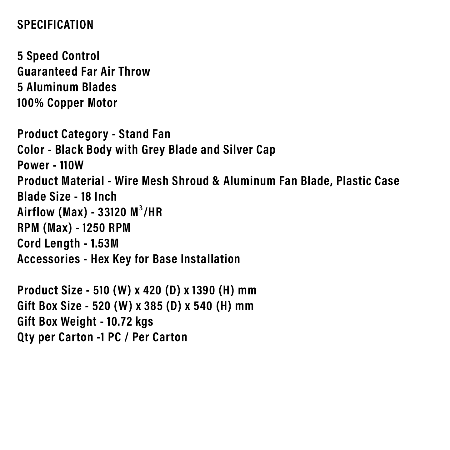 Faber 18" Industrial Stand Fan (FSF S183)