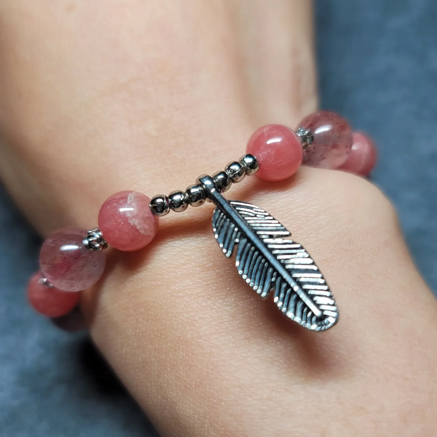 紅紋石草莓晶藏銀手鏈