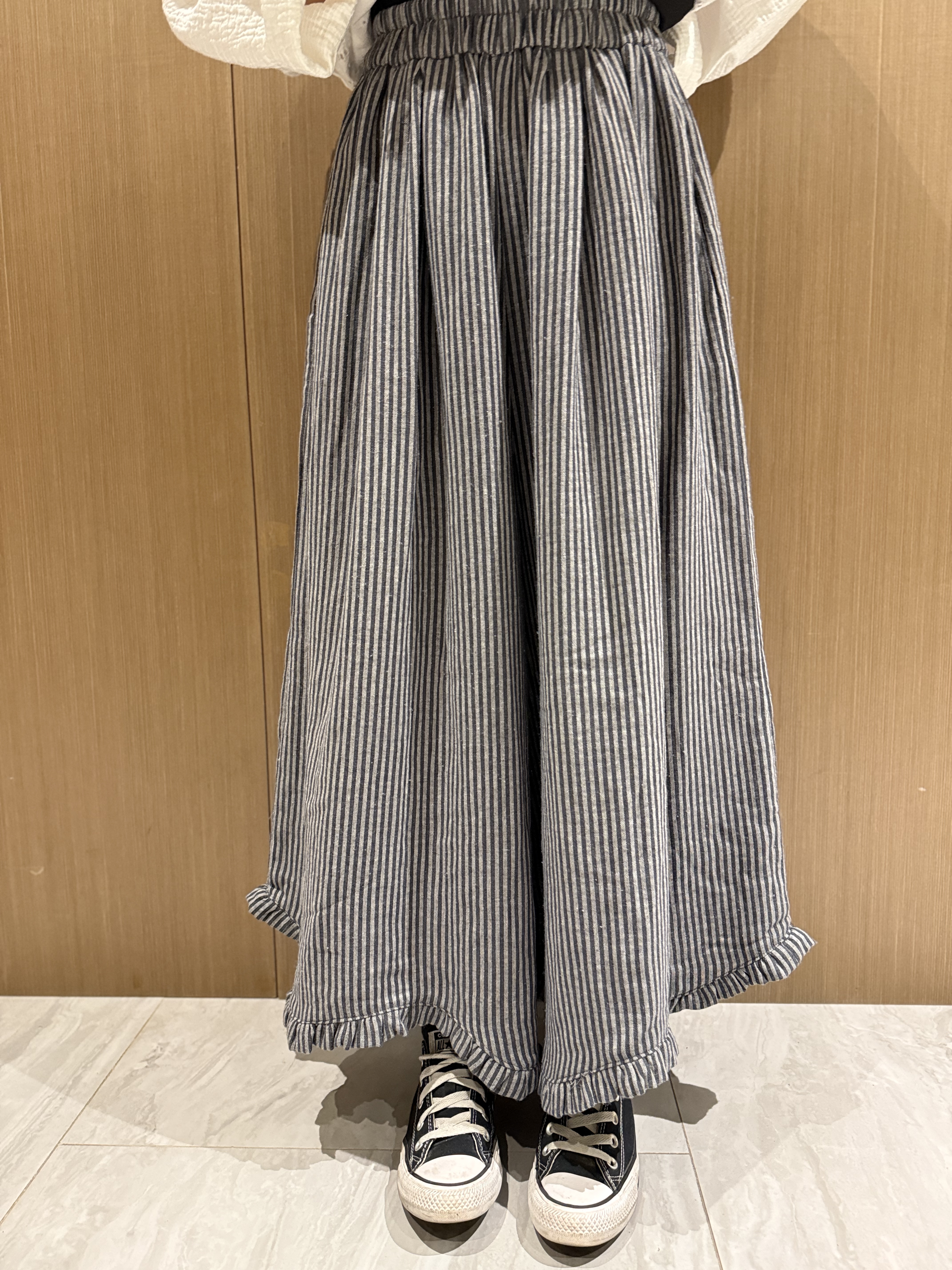 直間捲邊闊腳裙褲