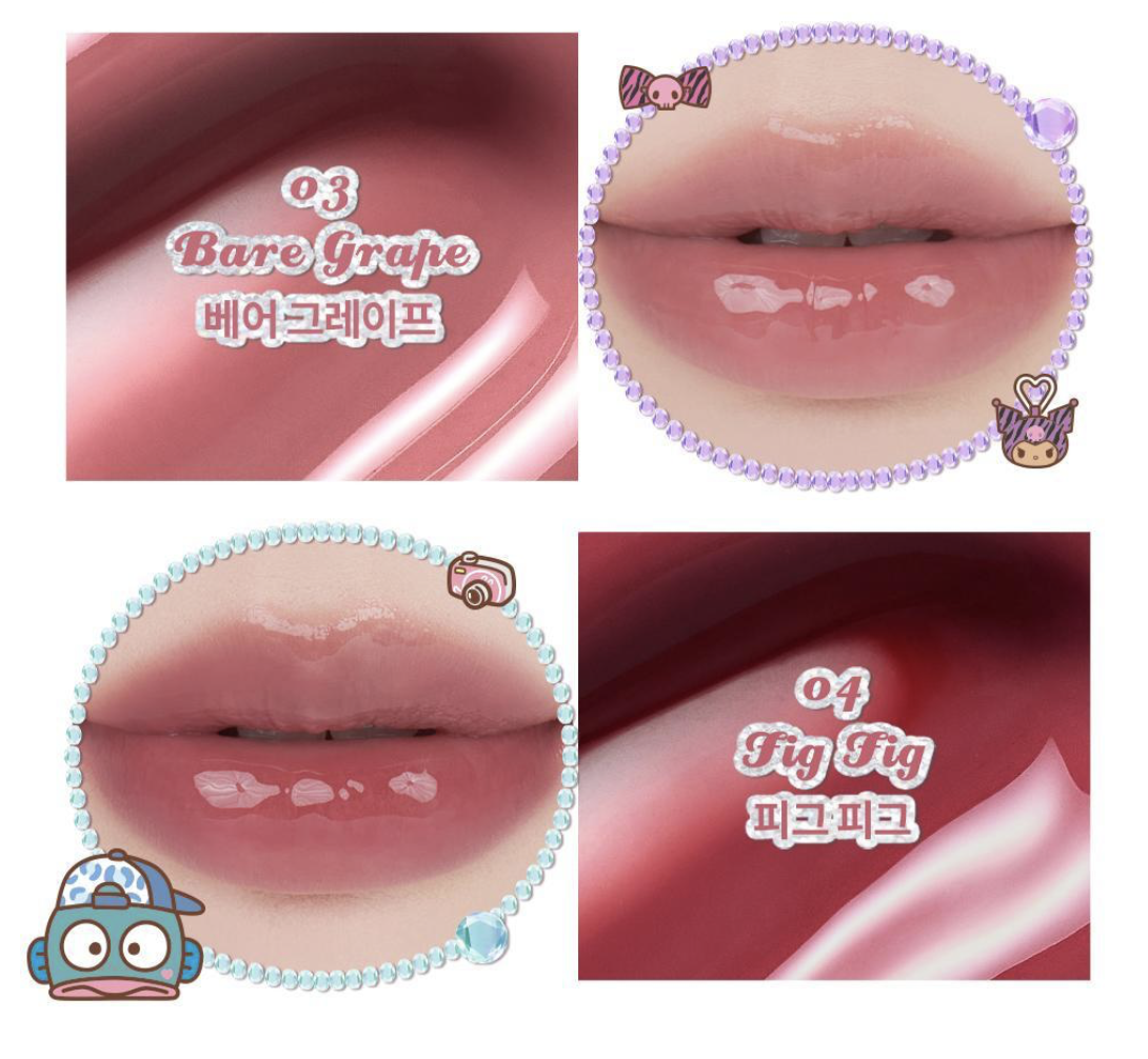 韓國 Romand X Sanrio 乘聯 光澤持久水潤果汁唇釉 +送透明袋仔｜rom&nd THE JUICY LASTING TINT 