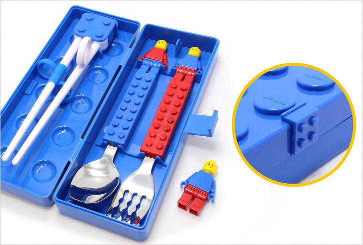 韓國直送🇰🇷-Oxford Lego 叉+匙+不銹鋼學習筷子連收納盒套裝