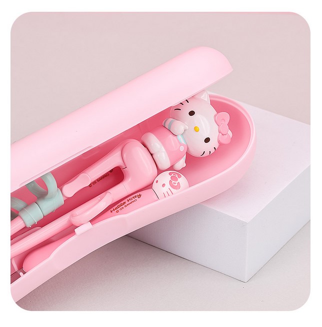 【預訂】 韓國直送 Sanrio Hello Kitty 學習筷子餐具連收納盒三件套