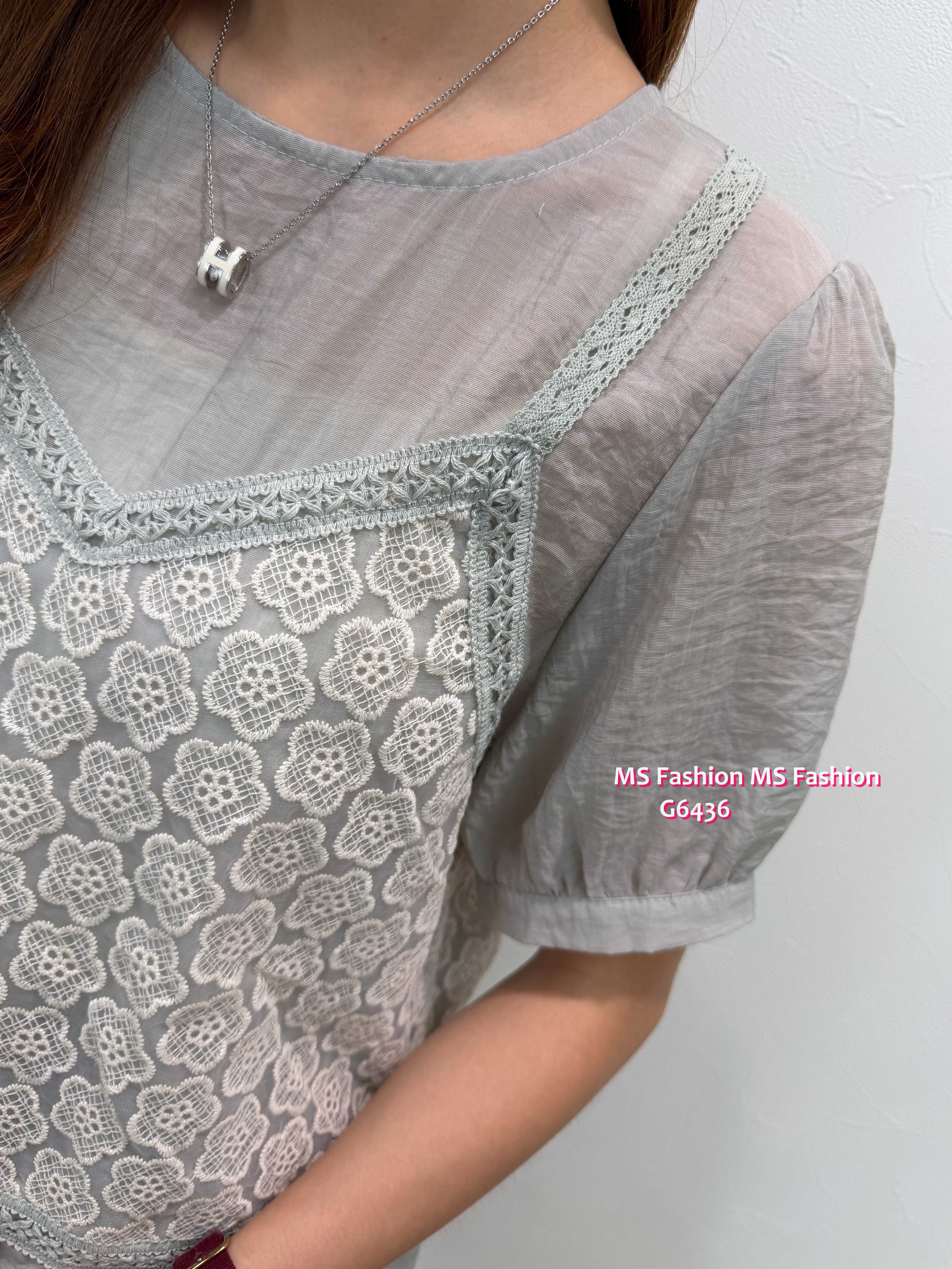 G6436 假兩件花花top