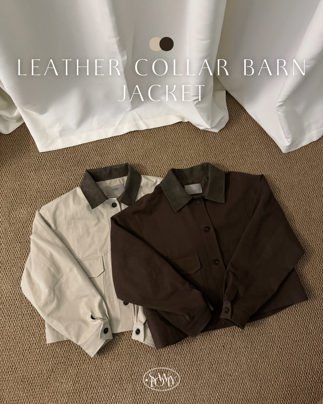[巴恩風外套!]Leather Collar Barn Jacket(兩色入)