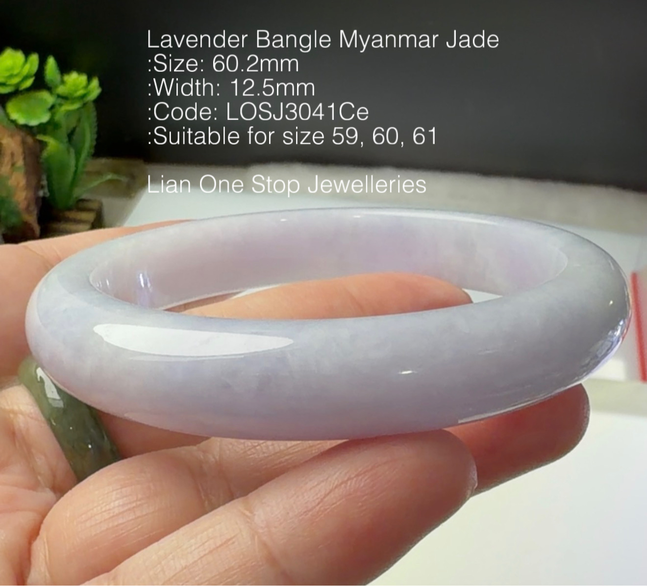 6.02cm Code: LOSJ3041Ce Lavender Bangle Myanmar Jade