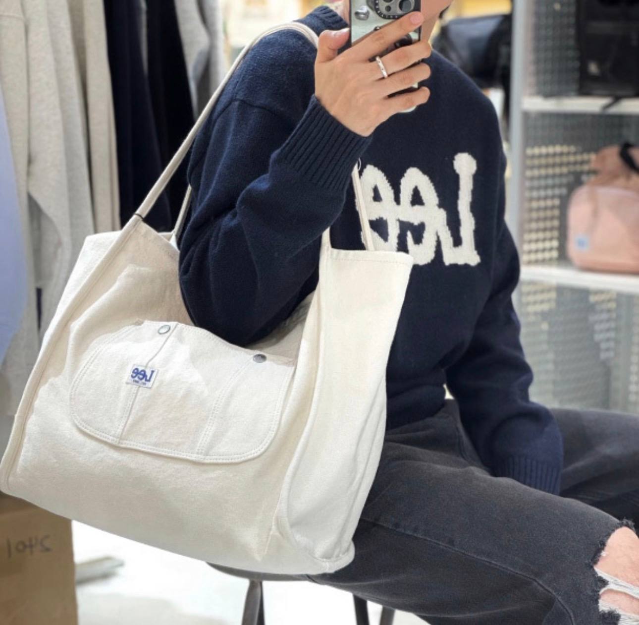 🇰🇷Lee 牛仔帆布单肩包✨